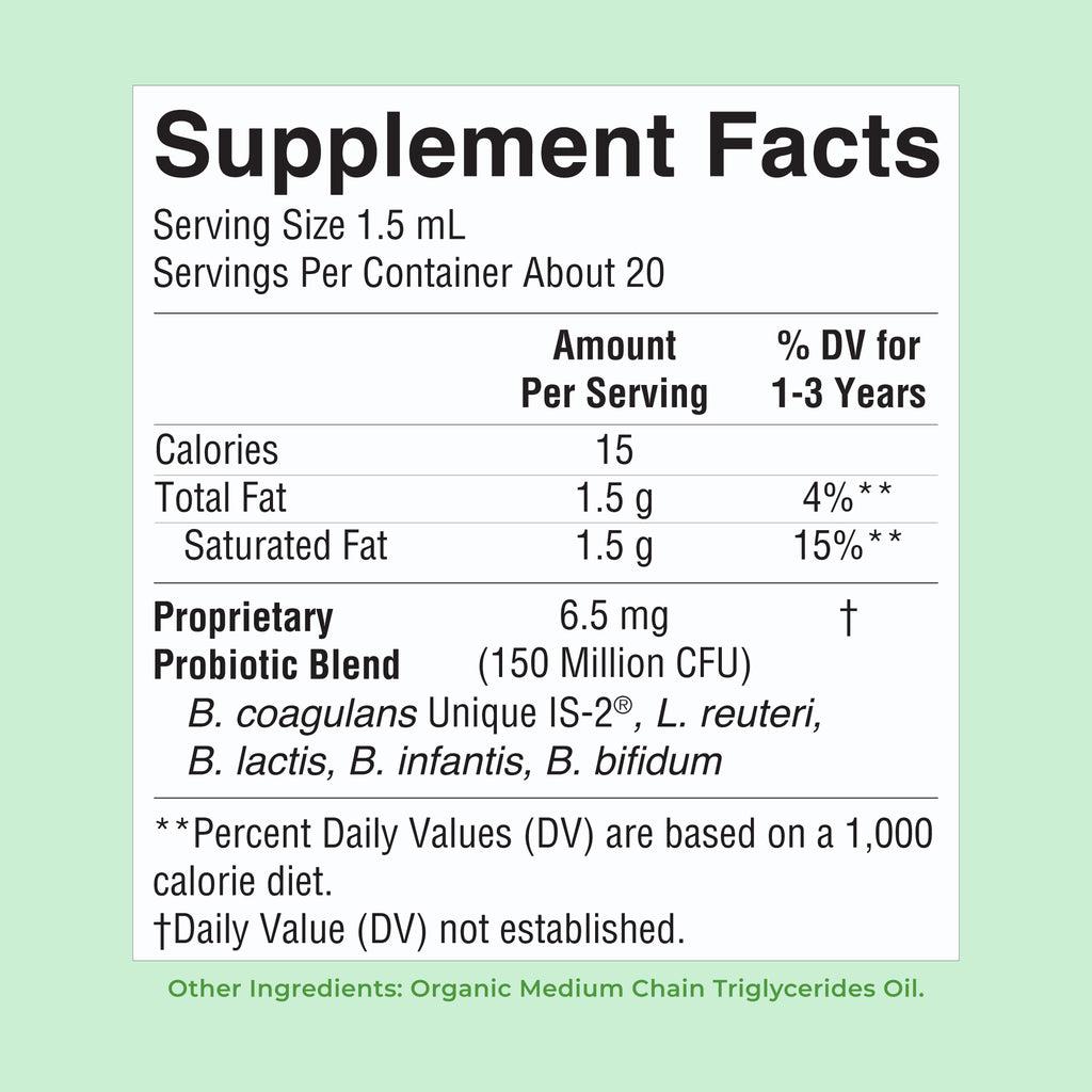 Organic Toddler Liquid Probiotic 1oz Unflavored Supplement Facts