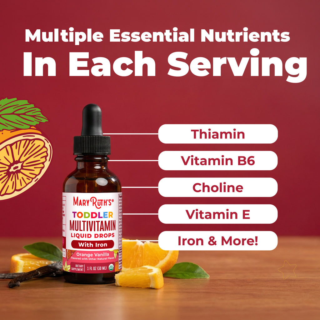Organic Toddler Multivitamin Liquid Drops With Iron 1oz Orange Vanilla Ingredients