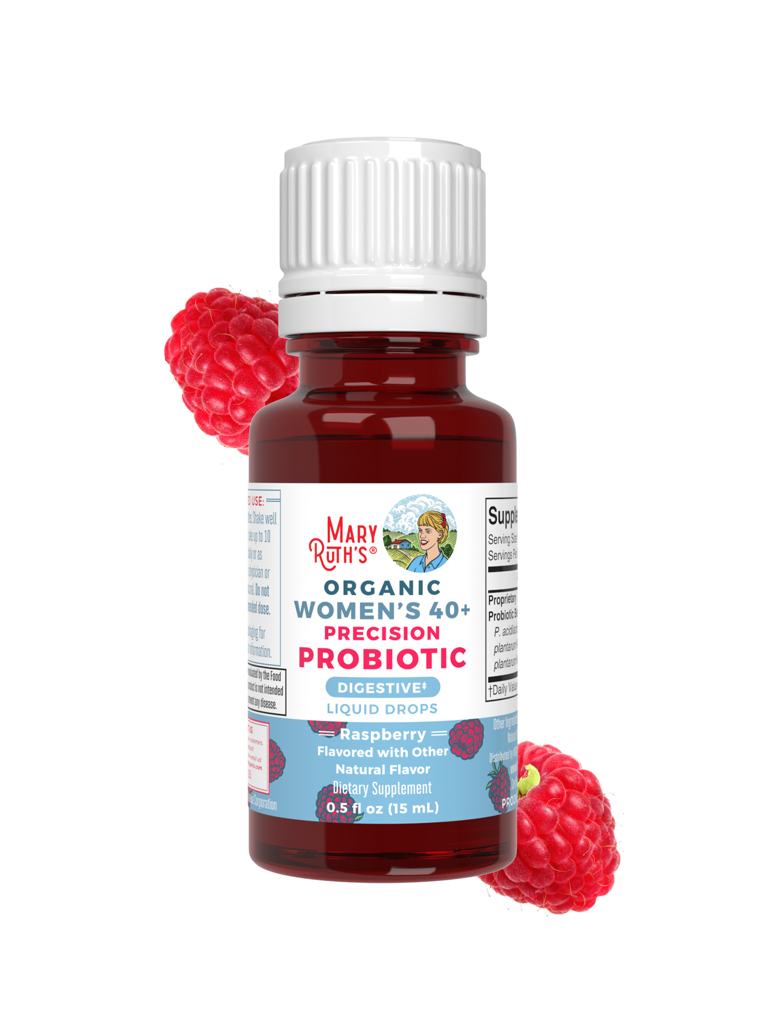 Organic Womens 40+ Precision Probiotic Digestive Liquid Drops 0.5oz Raspberry