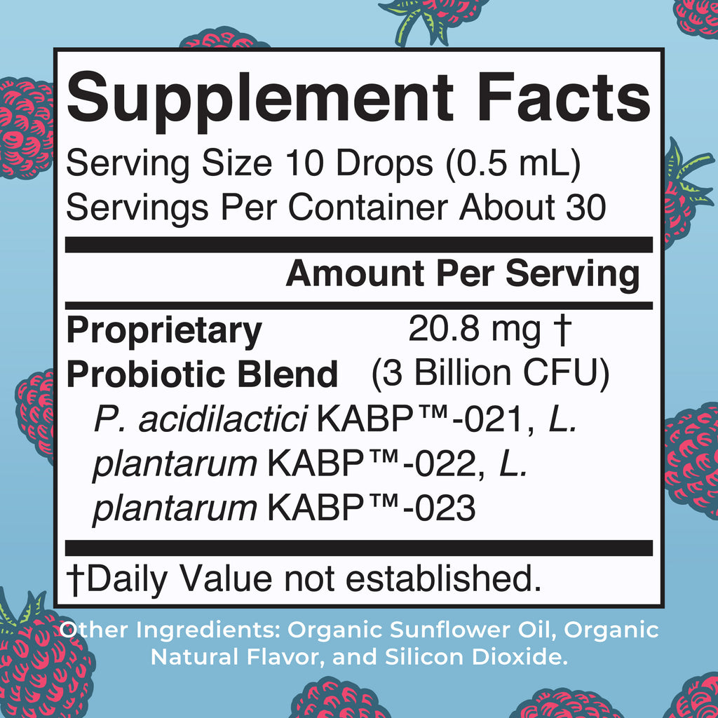 Organic Women's 40+ Precision Probiotic Digestive Liquid Drops 0.5oz Raspberry Supplement Facts