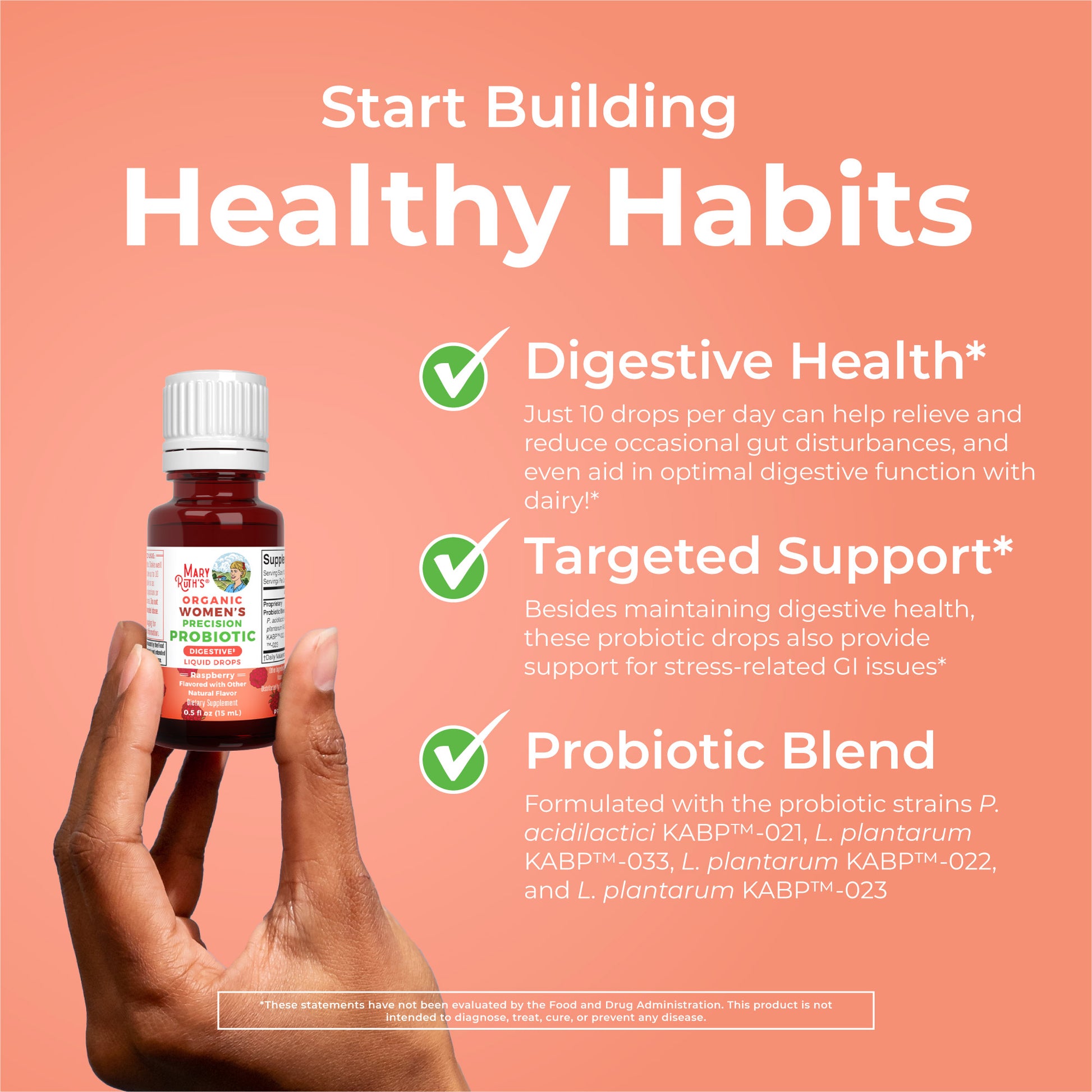 Organic Womens Precision Probiotic Digestive Liquid Drops 0.5oz Raspberry Healthy Habits