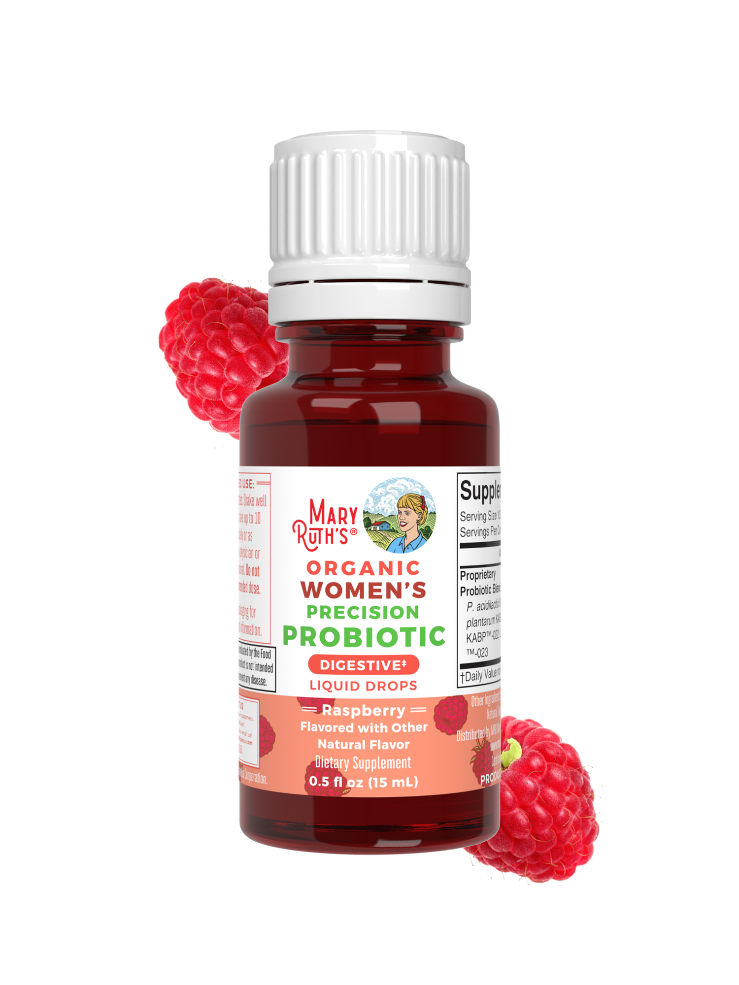 Organic Women's Precision Probiotic Digestive Liquid Drops 0.5oz Raspberry