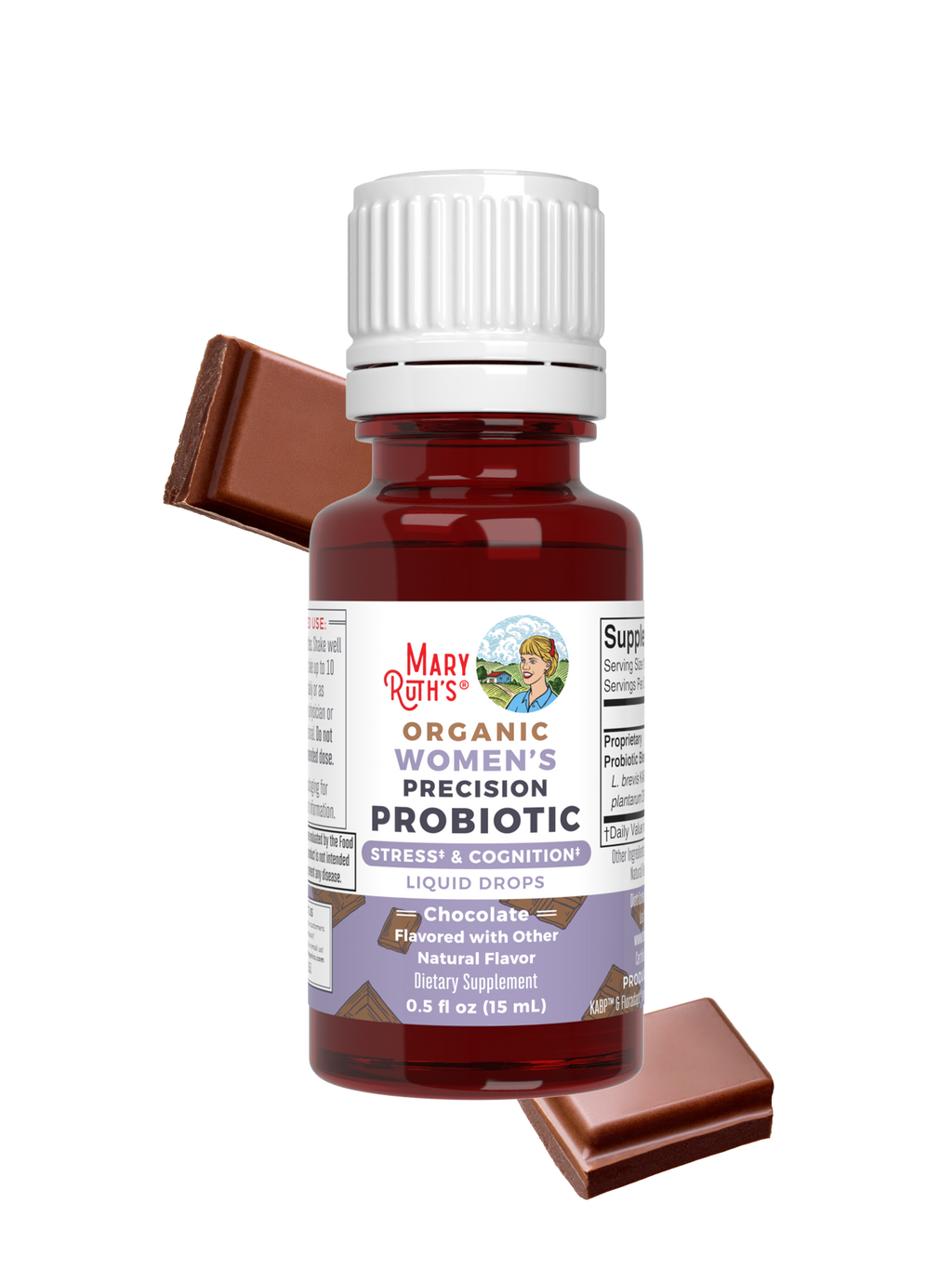 Organic Women's Precision Probiotic Stress & Cognition Liquid Drops 0.5oz Chocolate