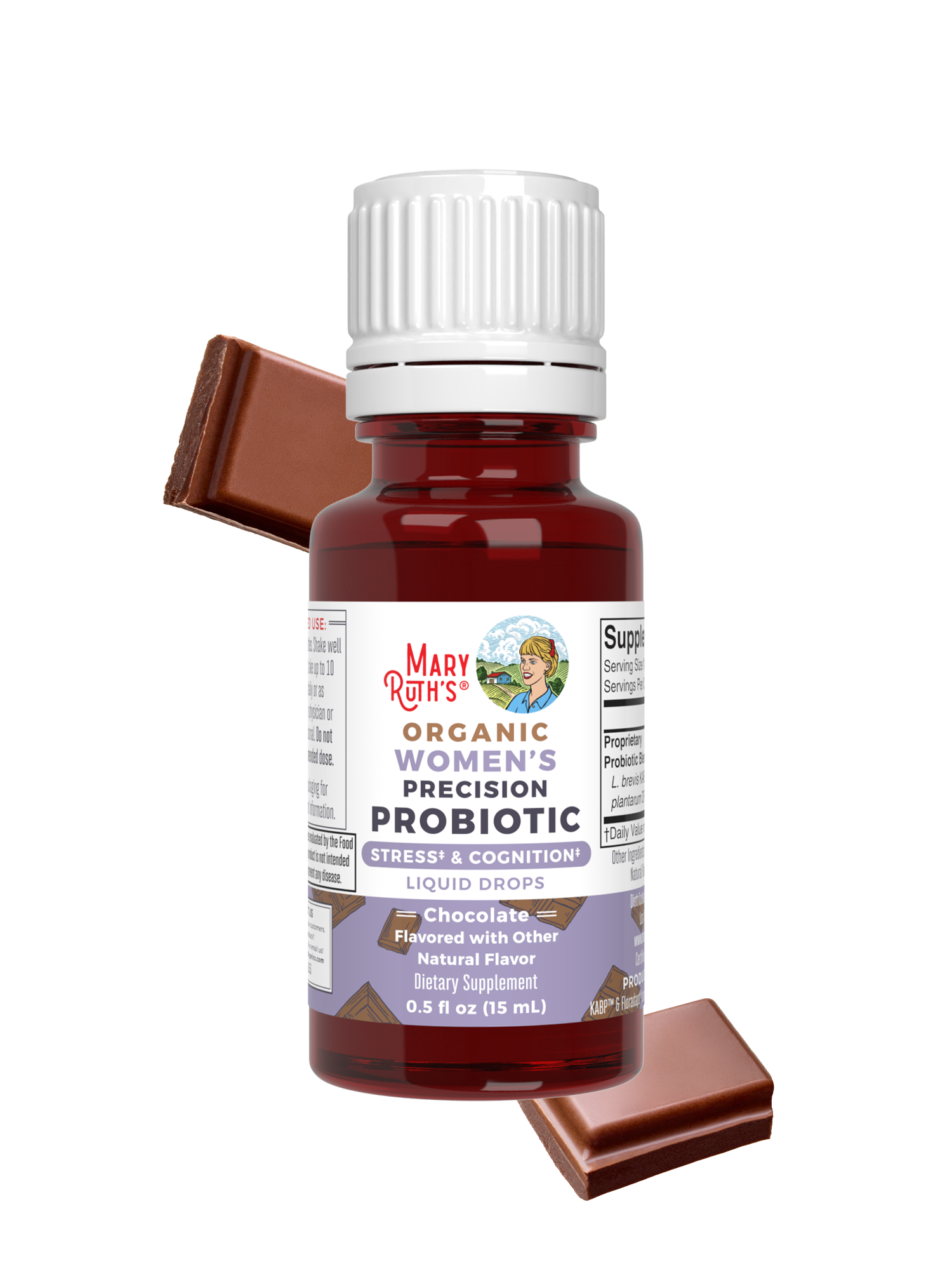 Organic Women's Precision Probiotic Stress & Cognition Liquid Drops 0.5oz Chocolate