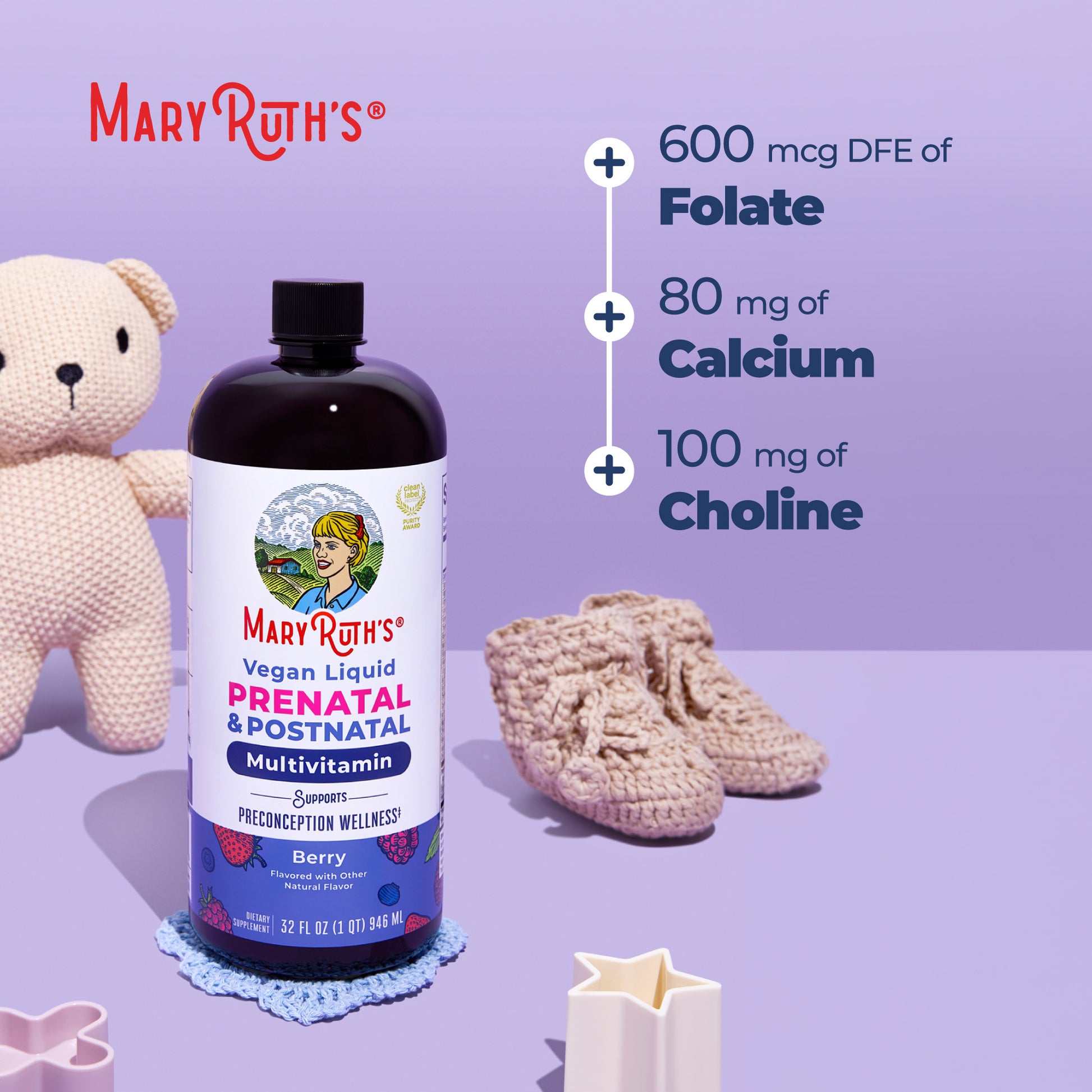 Prenatal & Postnatal Liquid Multivitamin 32oz Berry Benefits