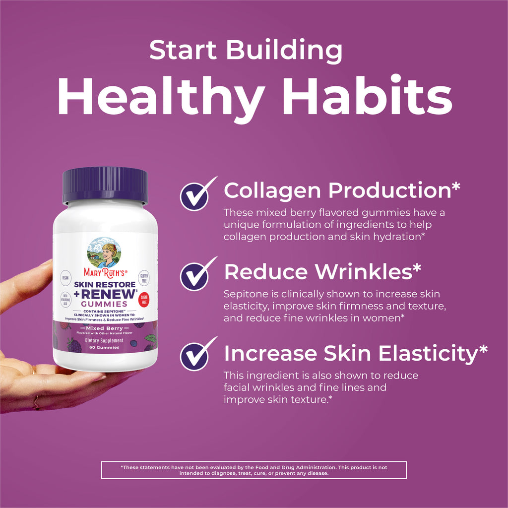 Skin Restore + Renew Gummies 60CT Mixed Berry Healthy Habits
