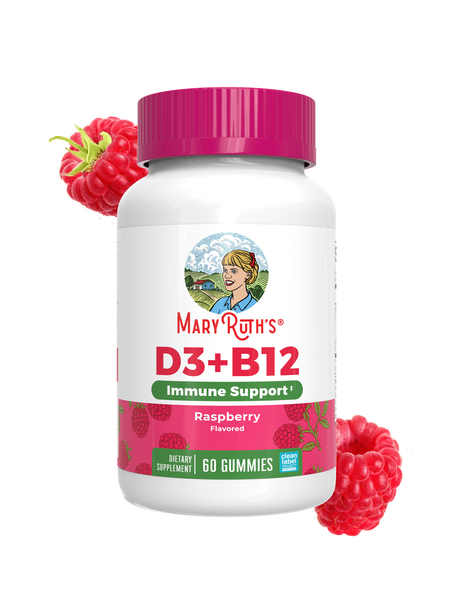 Sugar-Free D3 + B12 Gummies 60ct Raspberry 