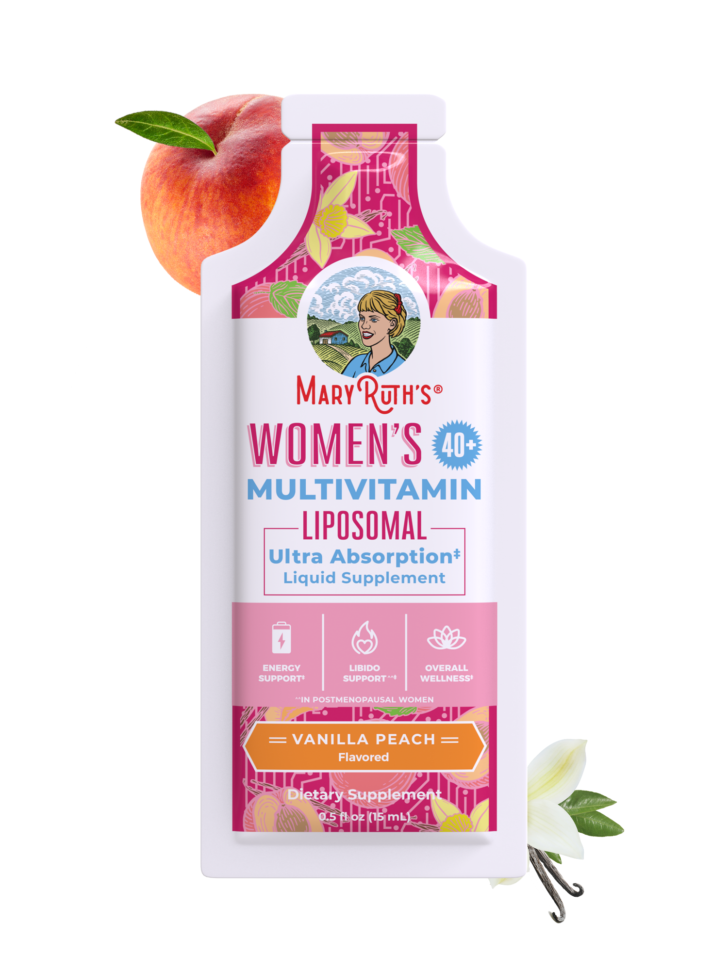 Women's 40+ Multivitamin Liposomal Pouches 0.5oz Vanilla Peach