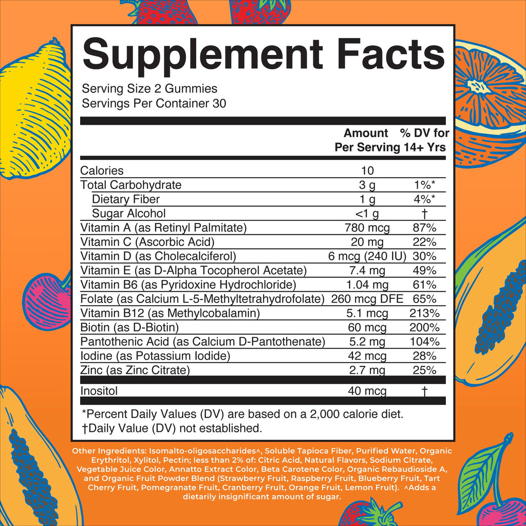 Adult Multivitamin Gummies Supplement Facts