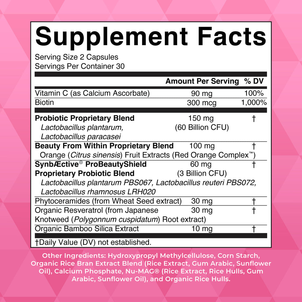 Beauty Probiotic Capsules 60ct Supplement Facts