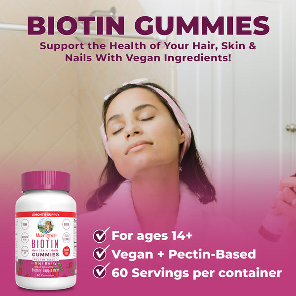 MaryRuth Biotin Gummies For Hair, Skin & Nails Goji Berry Flavor Product Overview