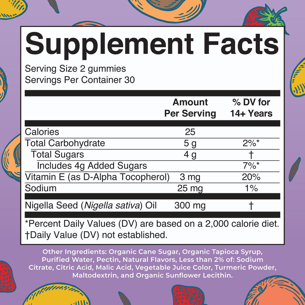 Black Seed Oil Gummies Supplement Facts