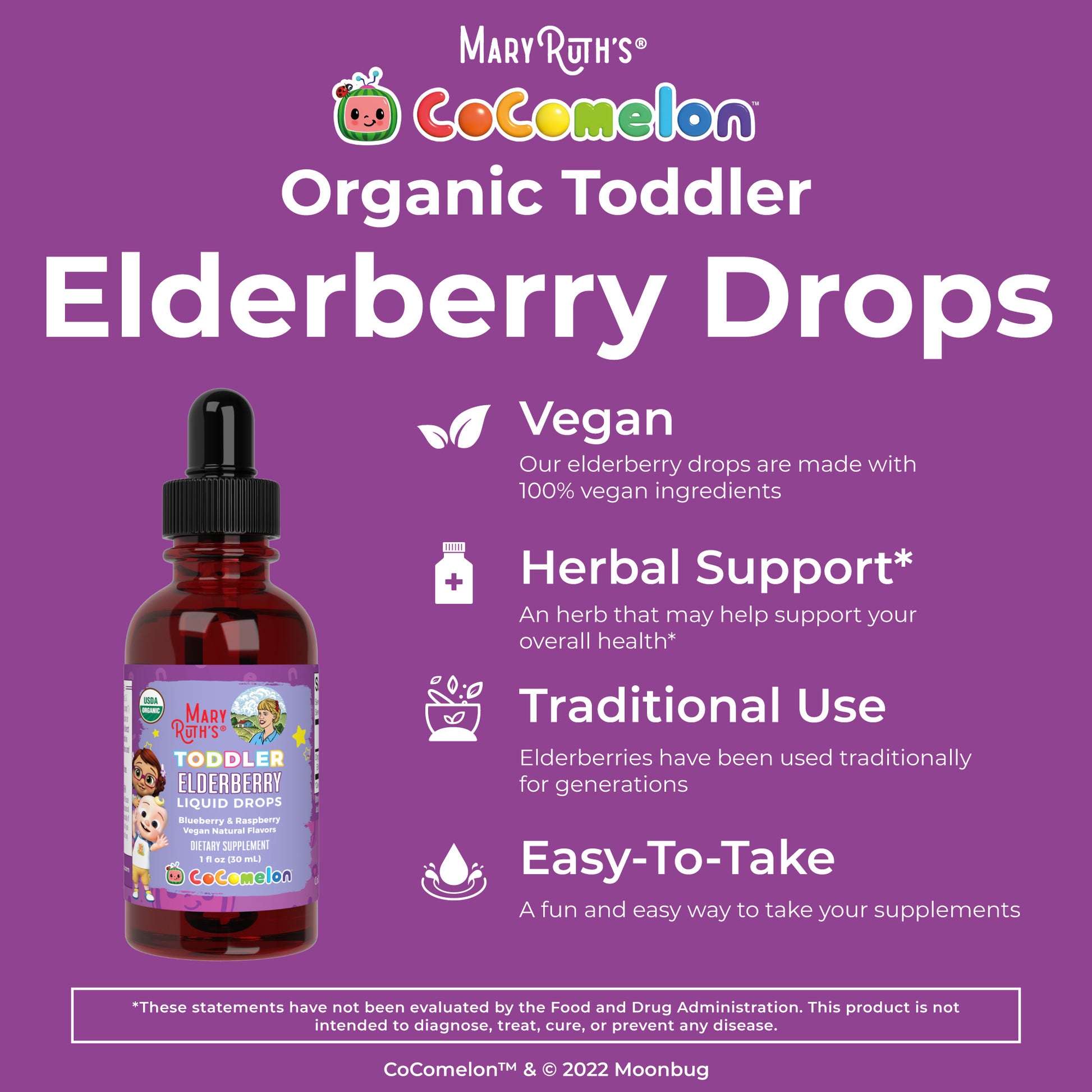 CoComelon Organic Toddler Elderberry Liquid Drops 8