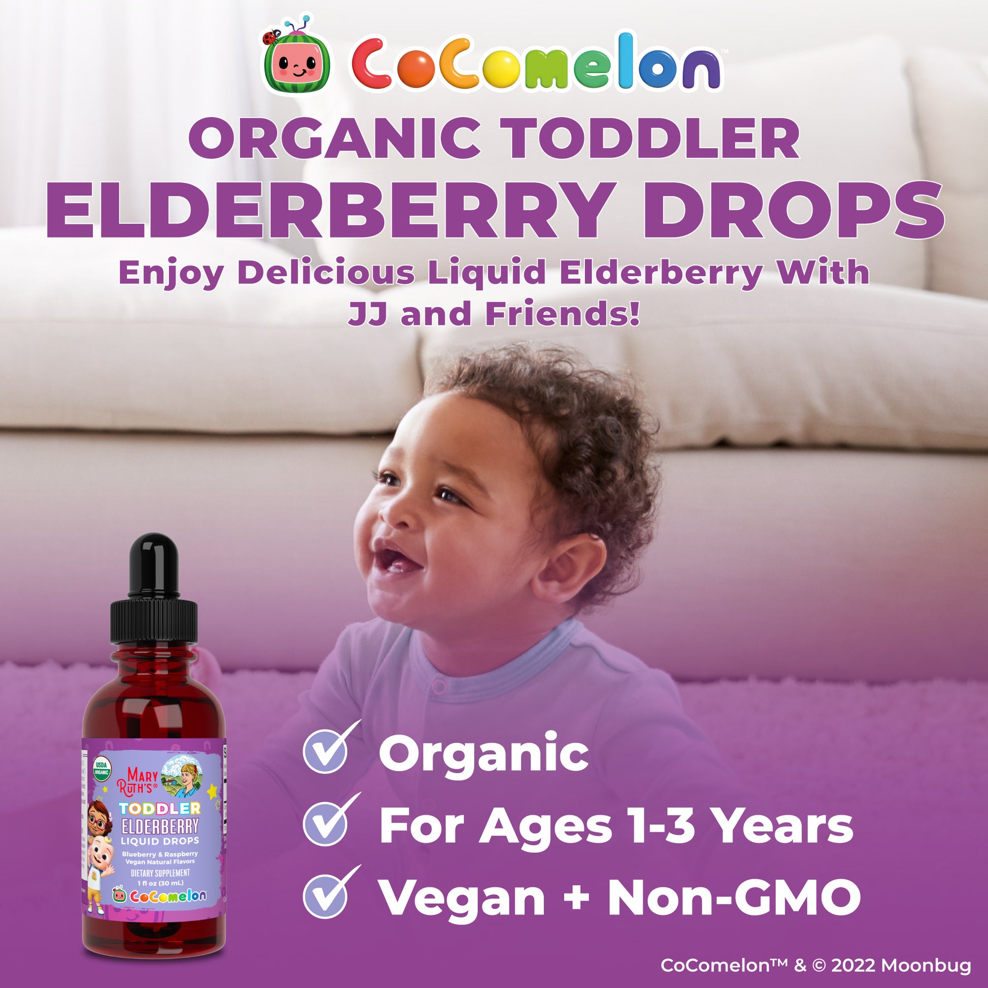 CoComelon Organic Toddler Elderberry Liquid Drops 9