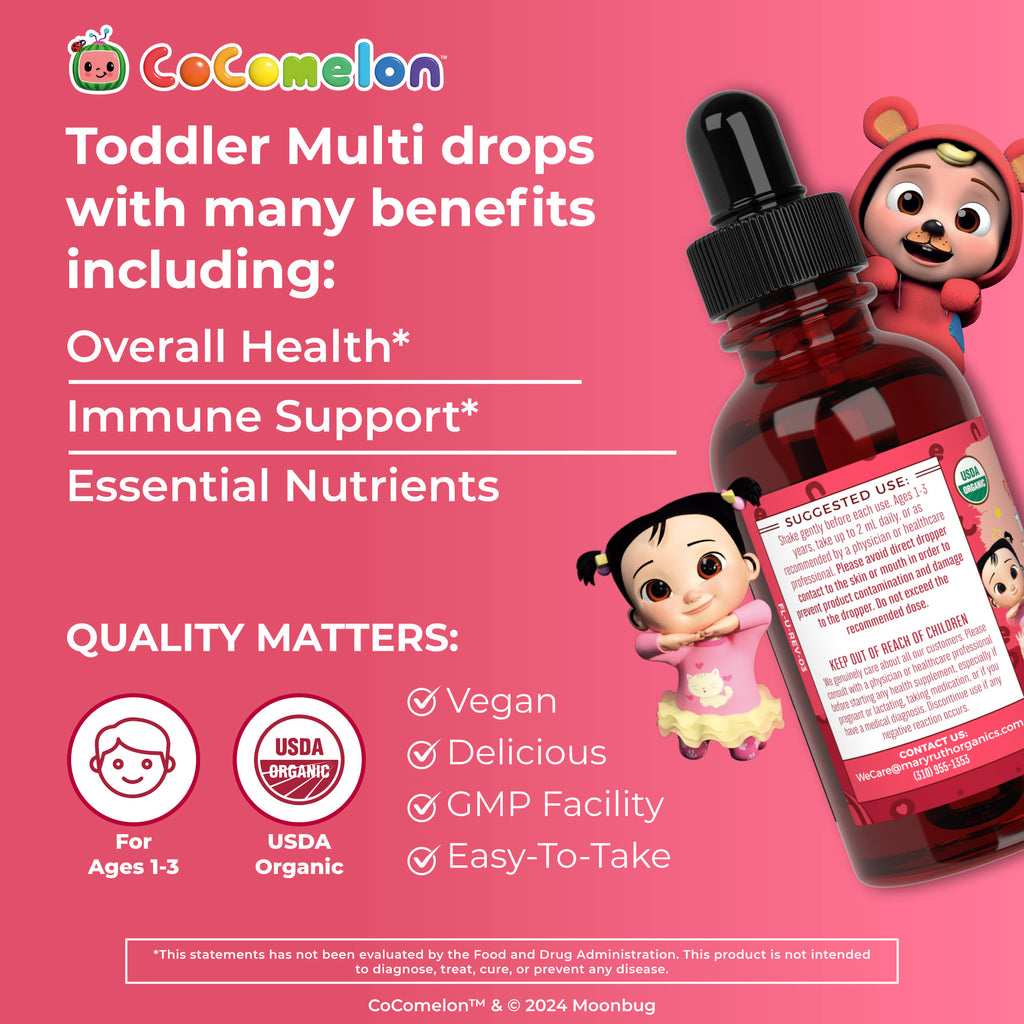 CoComelon Organic Toddler Multivitamin with Iron Liquid Drops Benefits