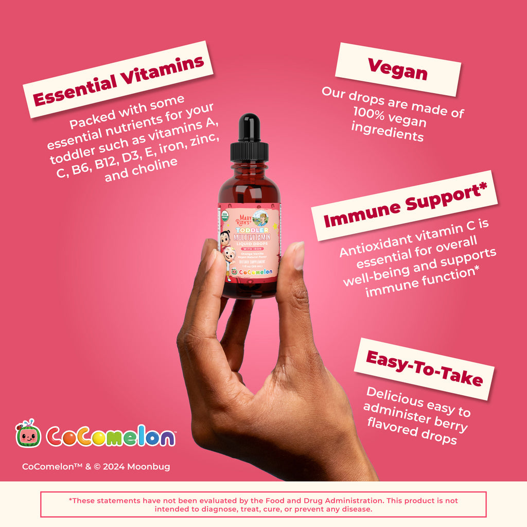 CoComelon Organic Toddler Multivitamin with Iron Liquid Drops 6