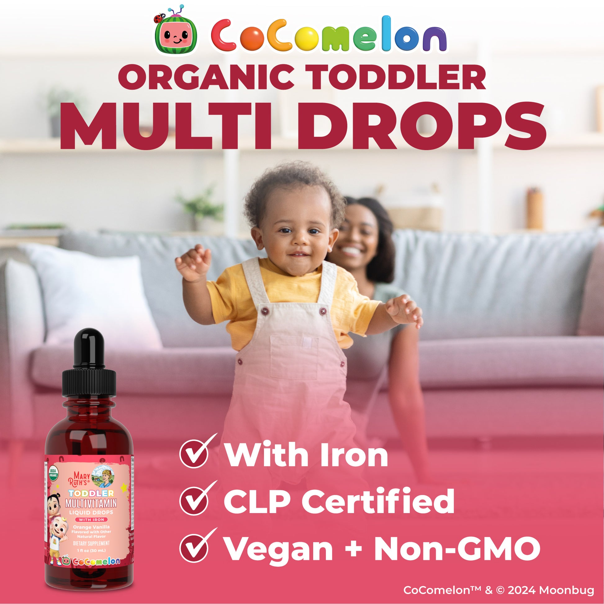 CoComelon Organic Toddler Multivitamin with Iron Liquid Drops 7
