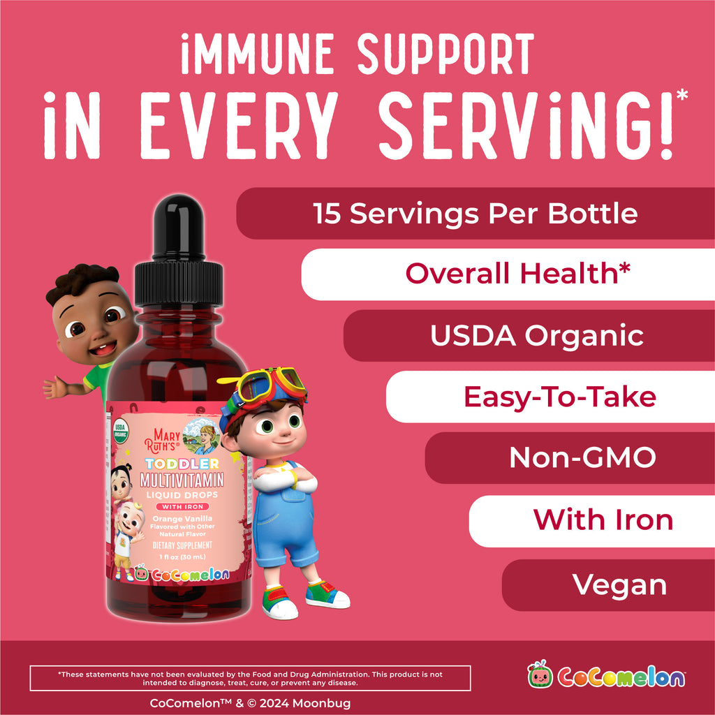 CoComelon Organic Toddler Multivitamin with Iron Liquid Drops 9