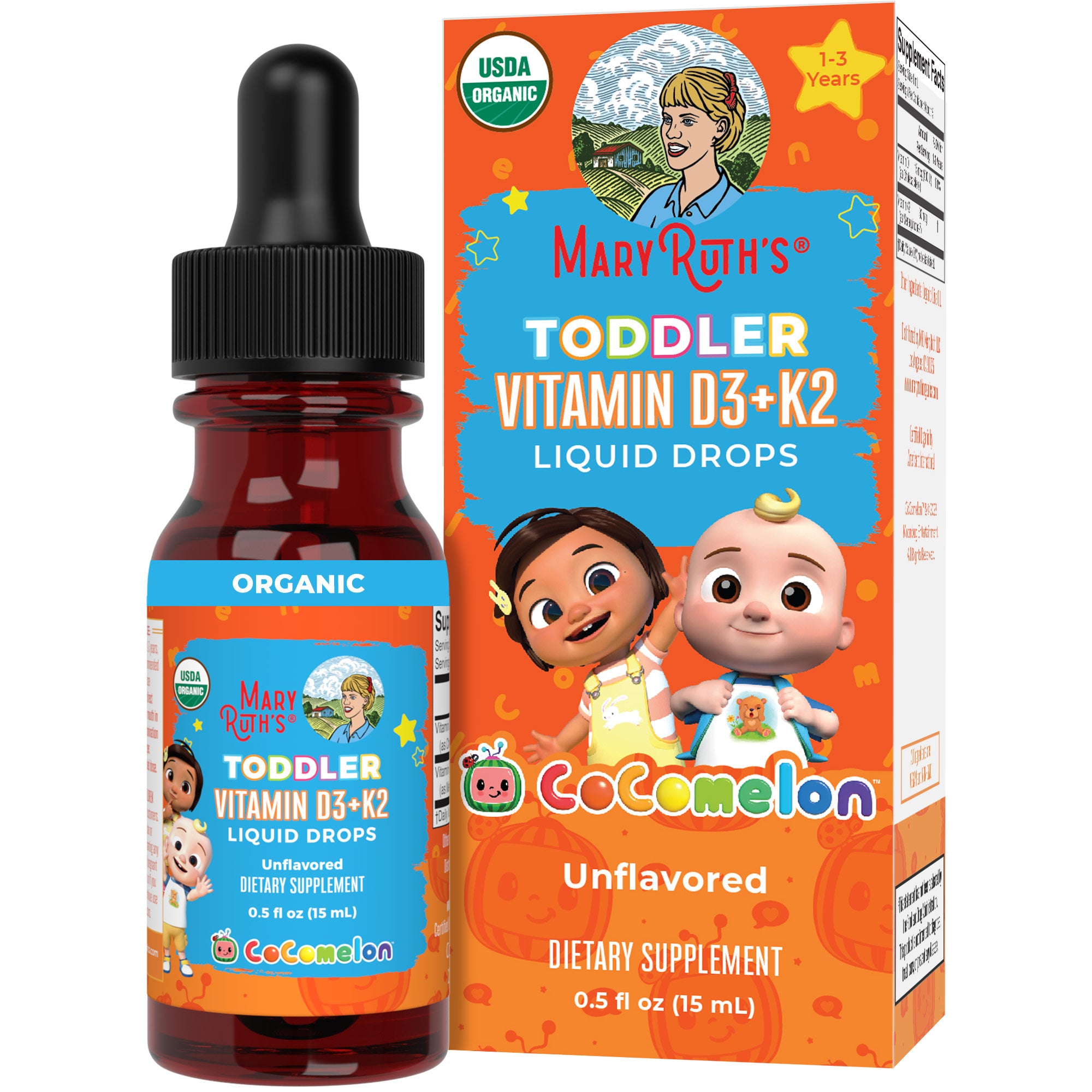 CoComelon Organic Toddler Vitamin D3+K2 Liquid Drops