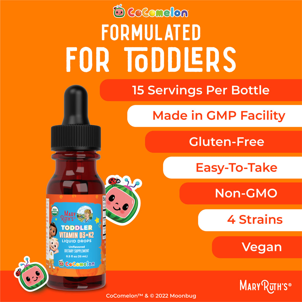 CoComelon Organic Toddler Vitamin D3+K2 Liquid Drops 10