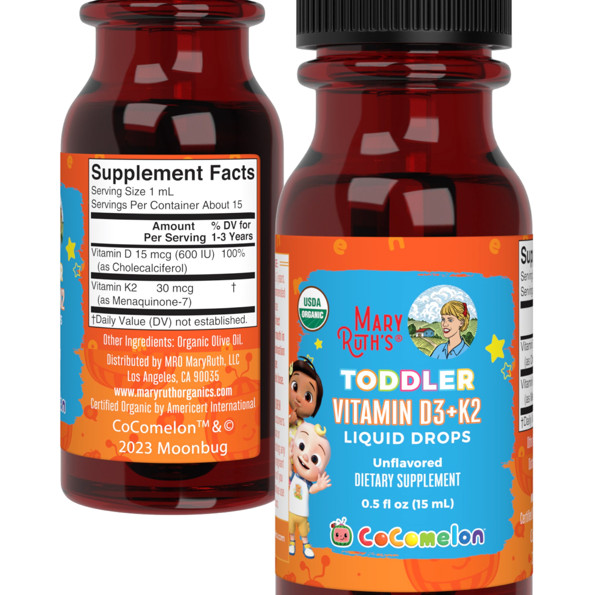 CoComelon Organic Toddler Vitamin D3+K2 Liquid Drops 12