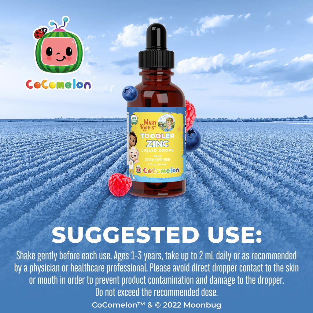 CoComelon Organic Toddler Zinc Liquid Drops Suggested Use
