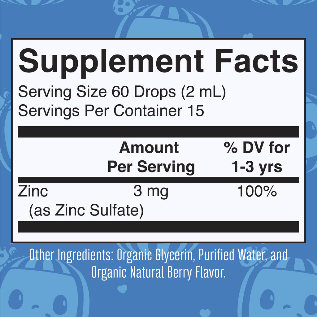 CoComelon Organic Toddler Zinc Liquid Drops Supplement Facts