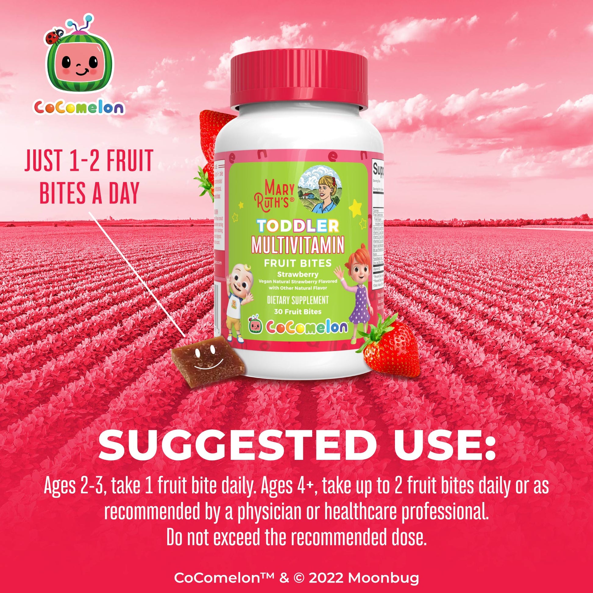 CoComelon Toddler Multivitamin Fruit Bites 30 Count Suggested Use