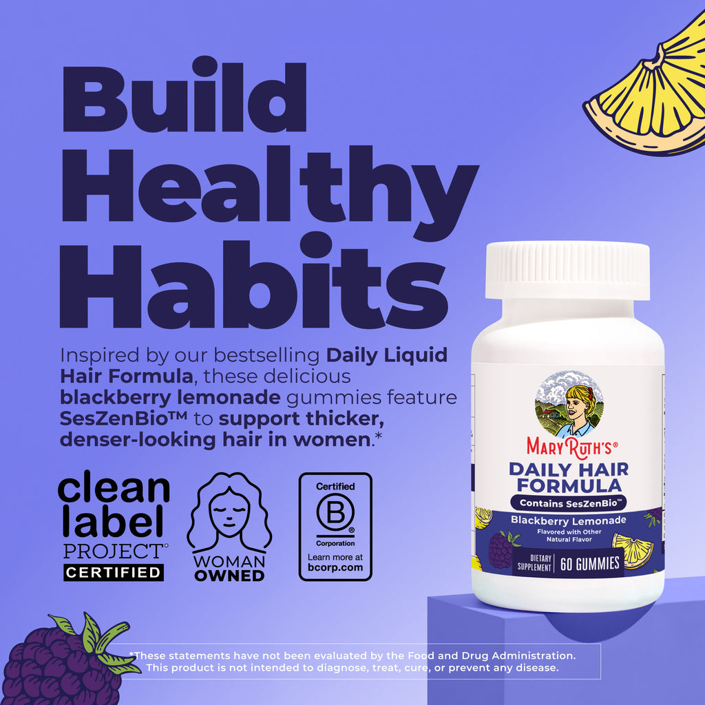 Daily Hair Formula Gummies Blackberry Lemonade 60ct Build Healthy Habits