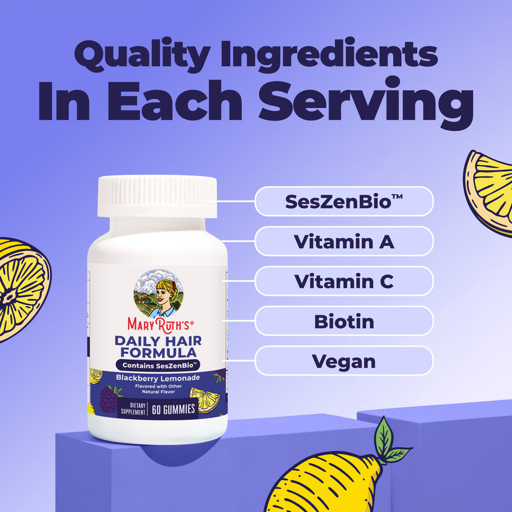 Daily Hair Formula Gummies Blackberry Lemonade 60ct Ingredients