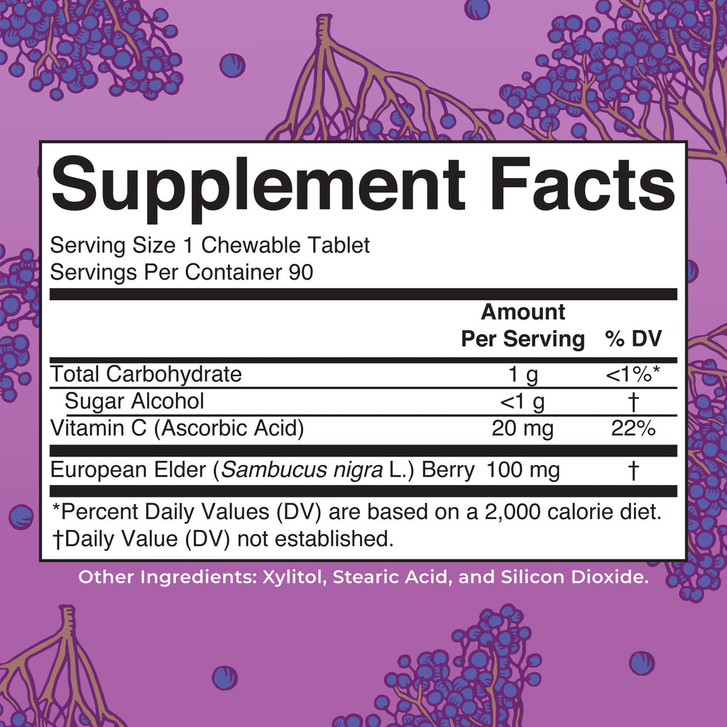 Elderberry Chewable Tablets Supplement Facts