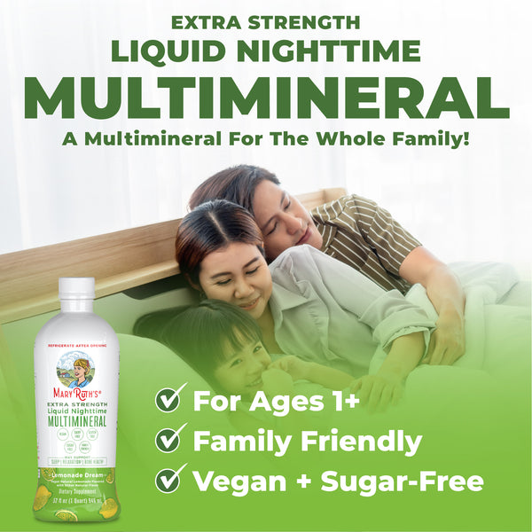 MaryRuth Extra Strength Liquid Nighttime Multimineral Lemonade Dream Flavor Product Overview