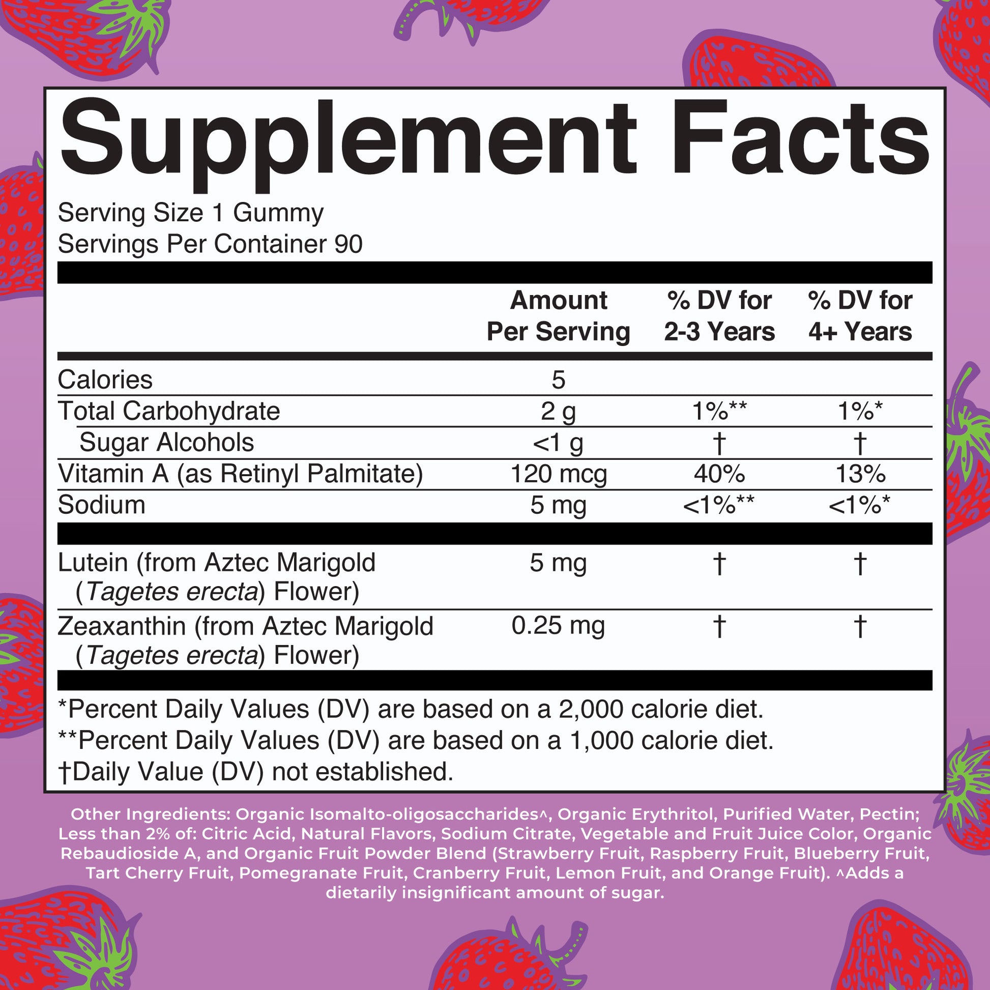 Eye Care Gummies Supplement Facts
