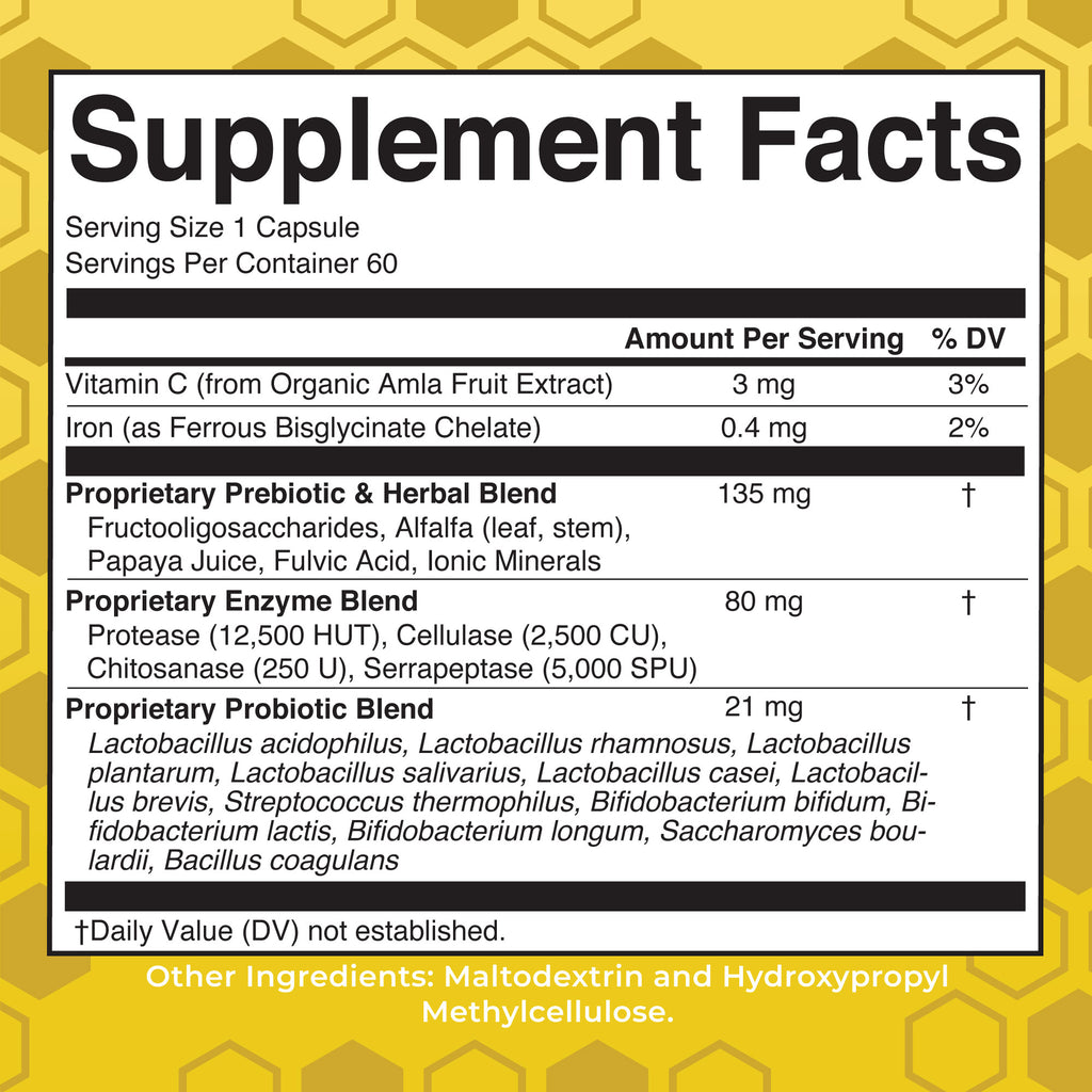 Gut Flora Health+ Enzymes Supplement Facts