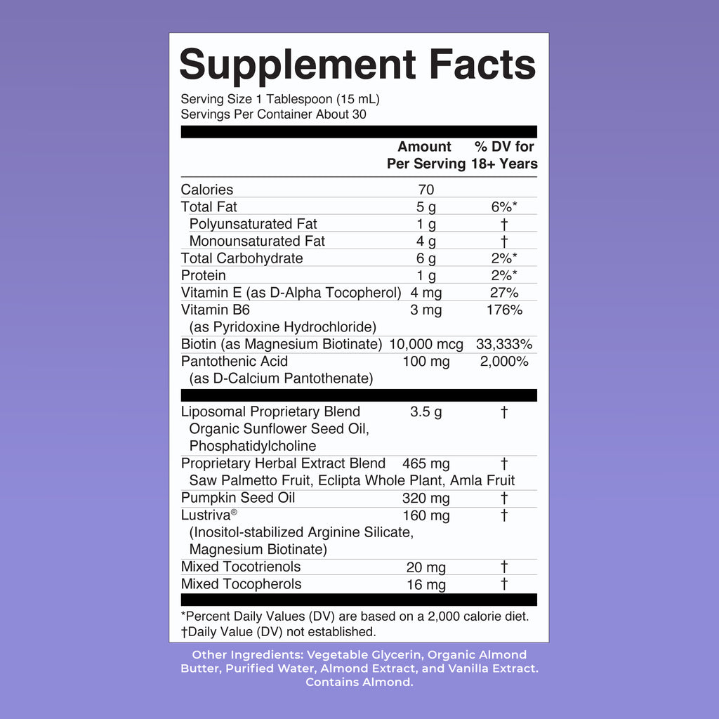 Hair Growth Max Liposomal Almond Cookie 15oz Supplement Facts