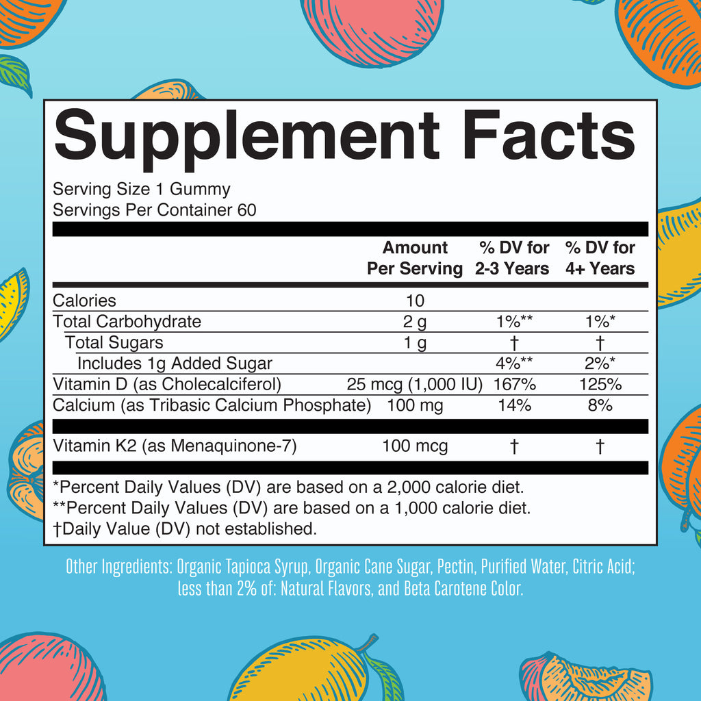 K2 + D3 Calcium Gummies Supplement Facts