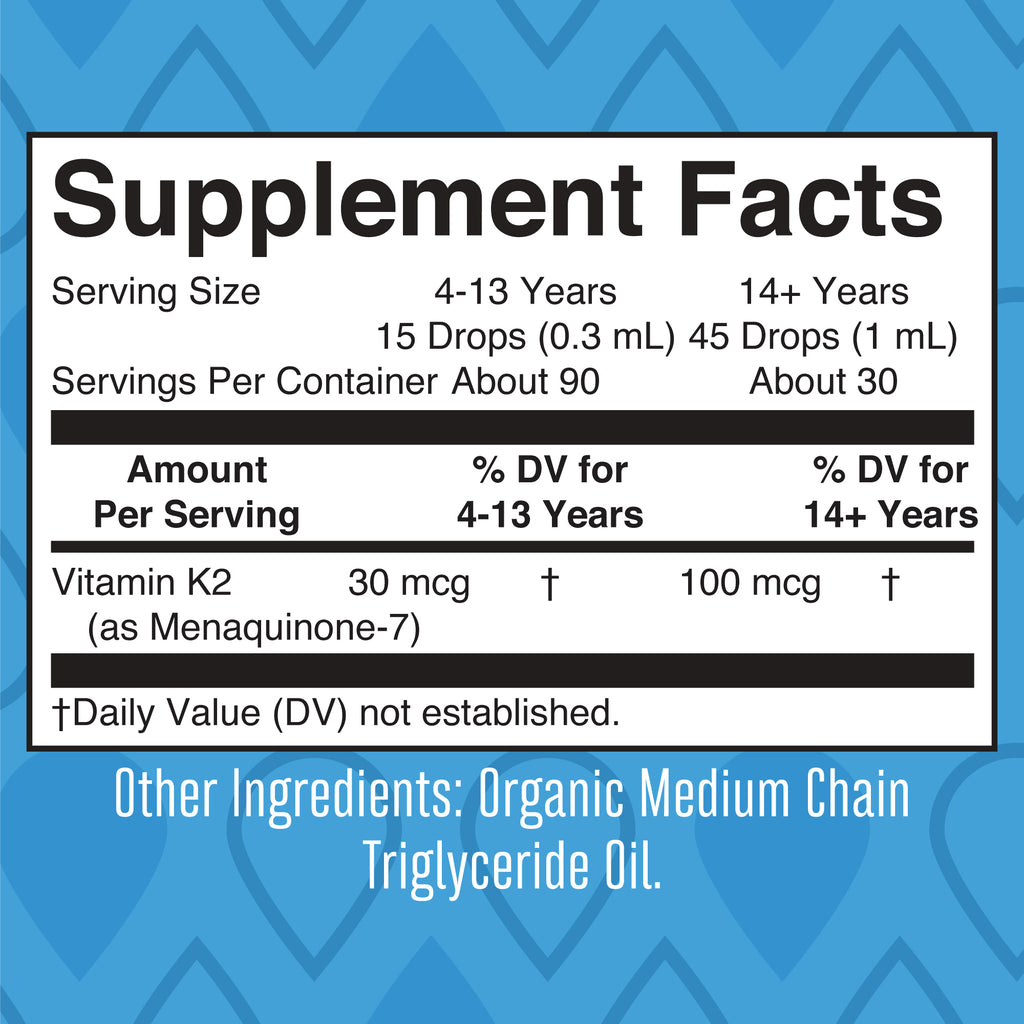 K2 (MK7) Organic Drops Supplement Facts
