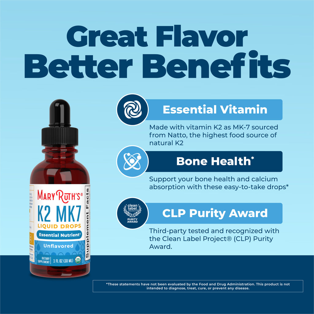 K2 MK7 Organic Drops Unflavored 1oz Great Flavor Better Benefits