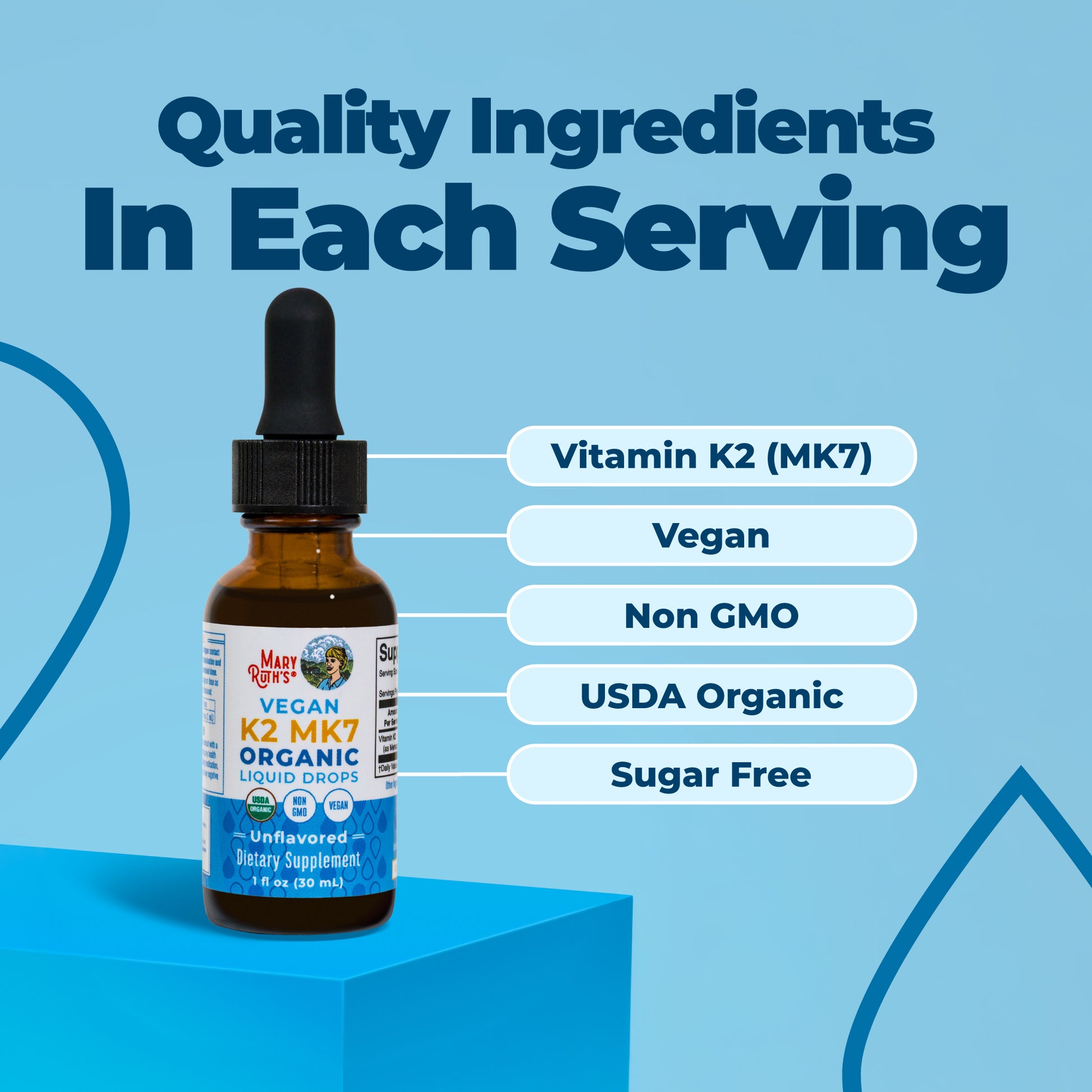 K2 MK7 Organic Drops Unflavored 1oz Ingredients