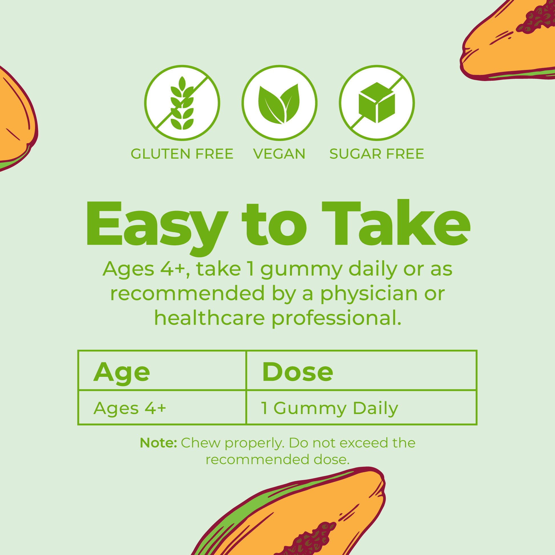 Kids Fiber Gummies Papaya 60ct Easy To Take