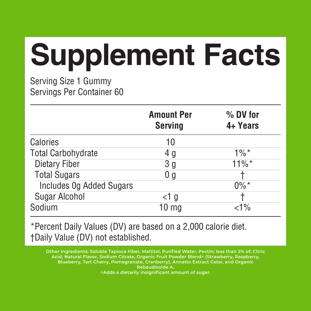 Kids Fiber Gummies Papaya 60ct Supplement Facts