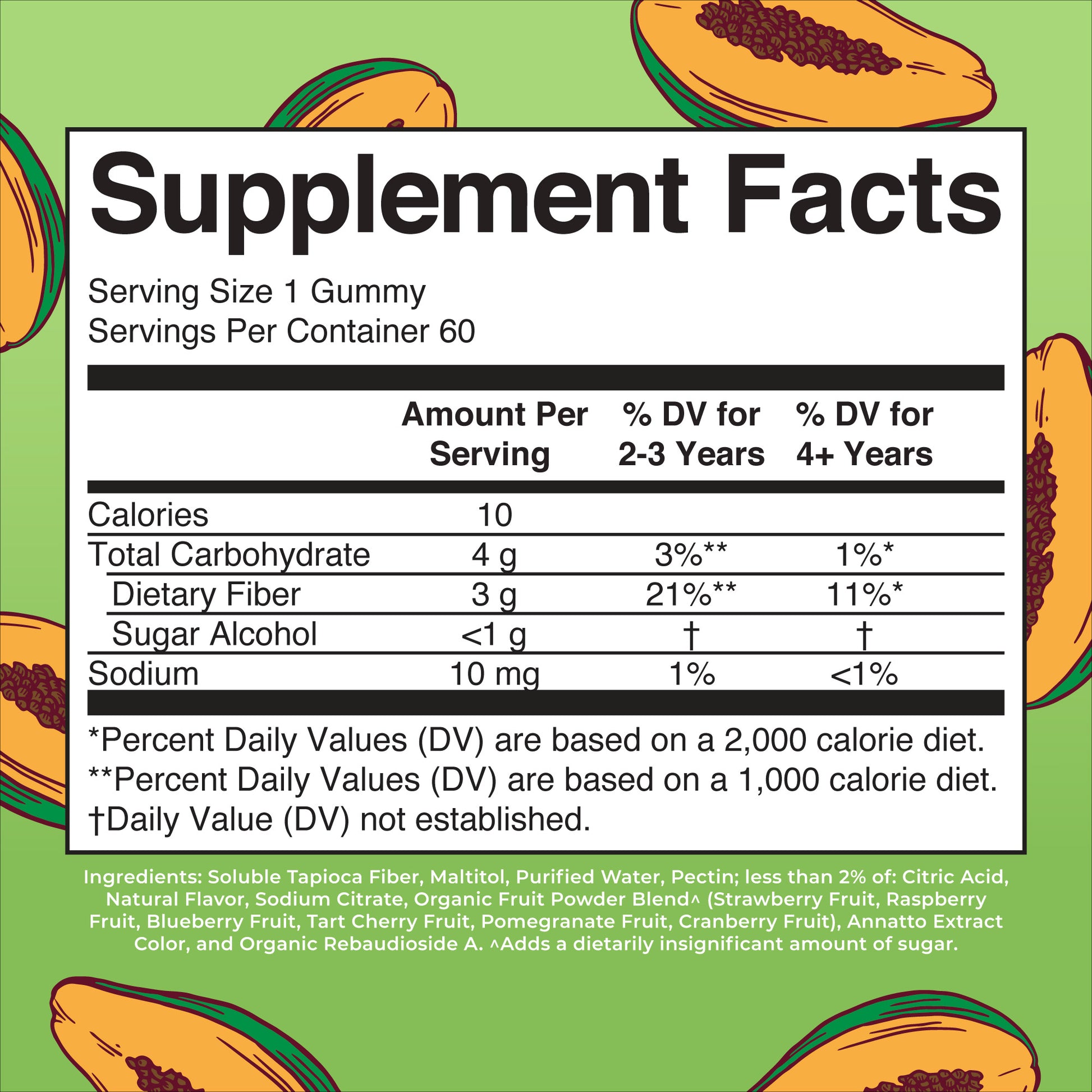 Kids Fiber Gummies Supplement Facts
