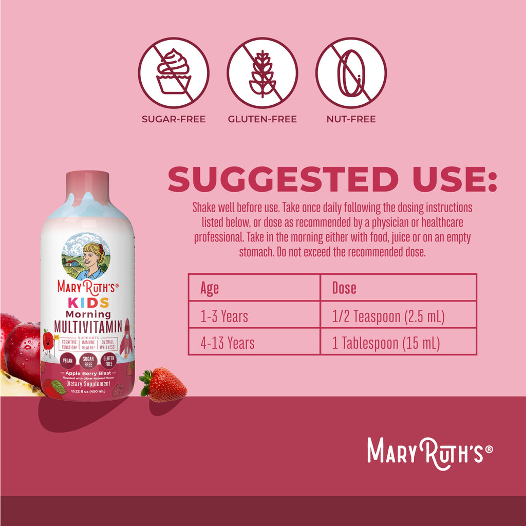 Kids Liquid Morning Multivitamin 15oz Apple Berry Suggested Use