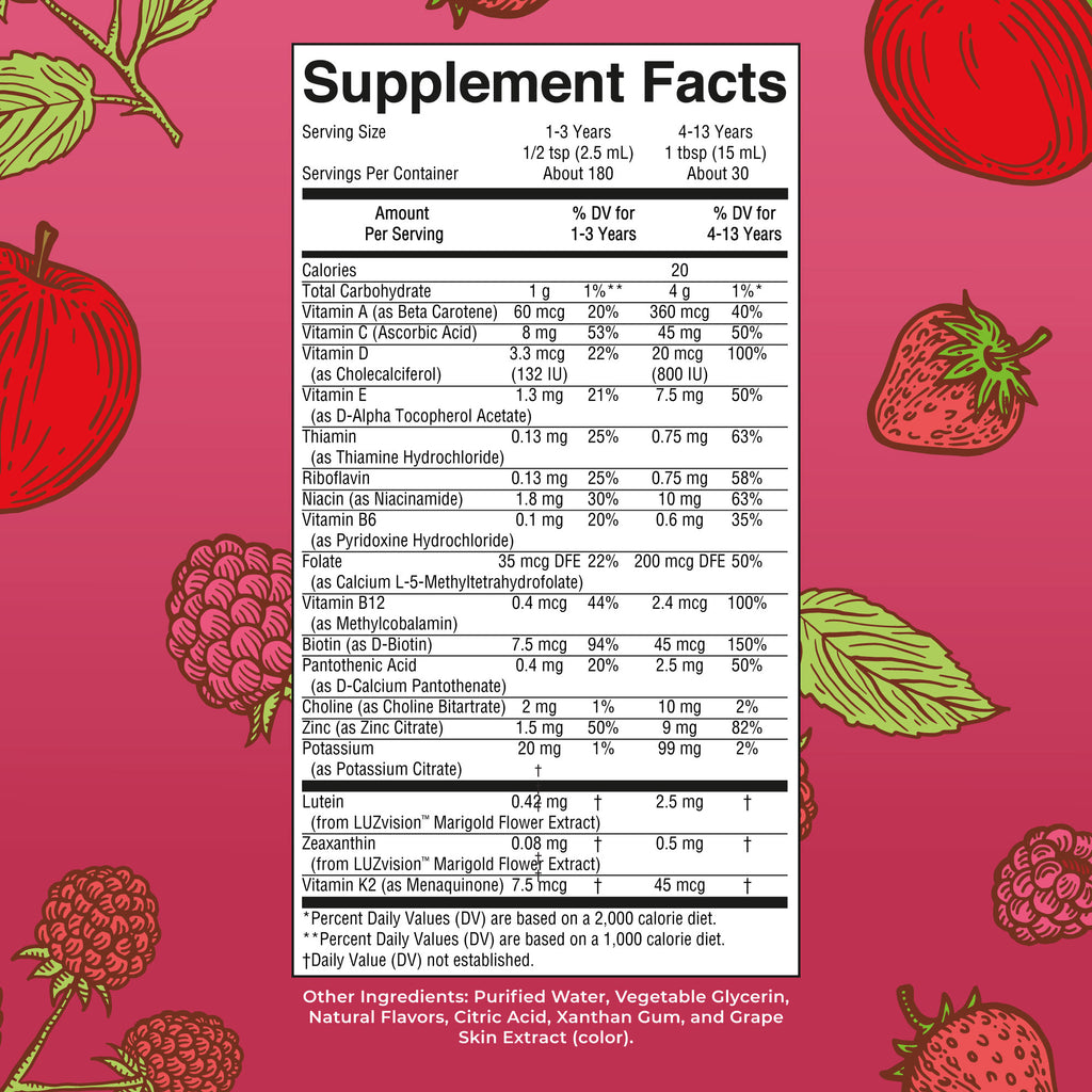 Kids Liquid Morning Multivitamin Supplement Facts