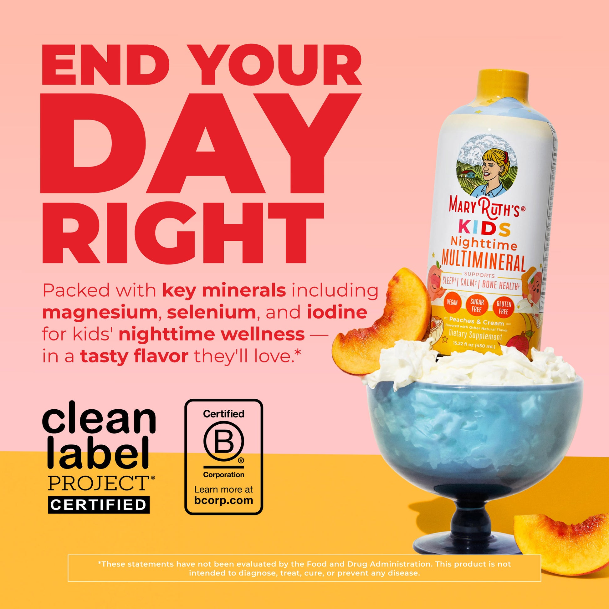 Kids Liquid Nighttime Multimineral 15oz Peaches N' Cream Easy To Take