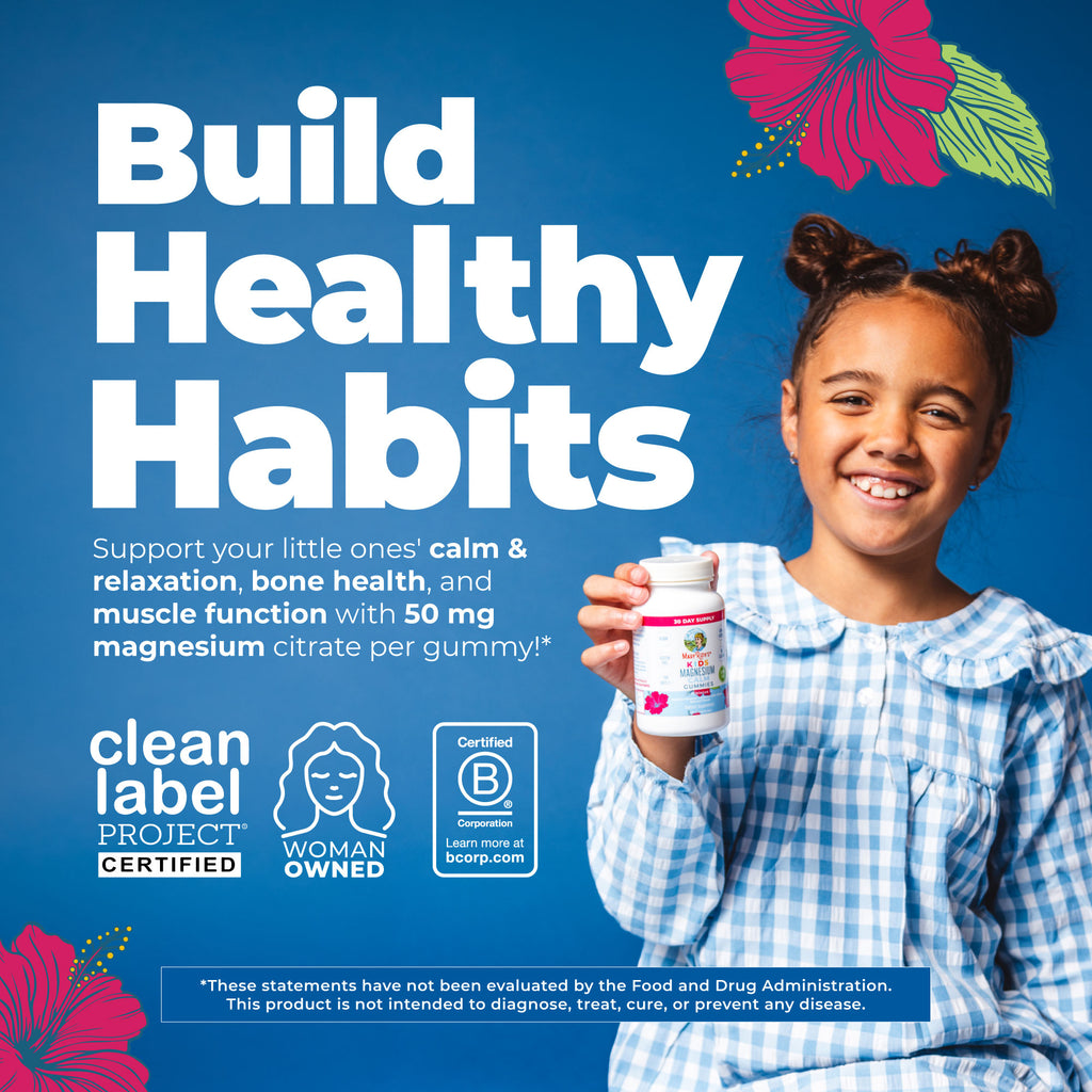 Kids Magnesium Calm Gummies Hibiscus 60ct Build Healthy Habits