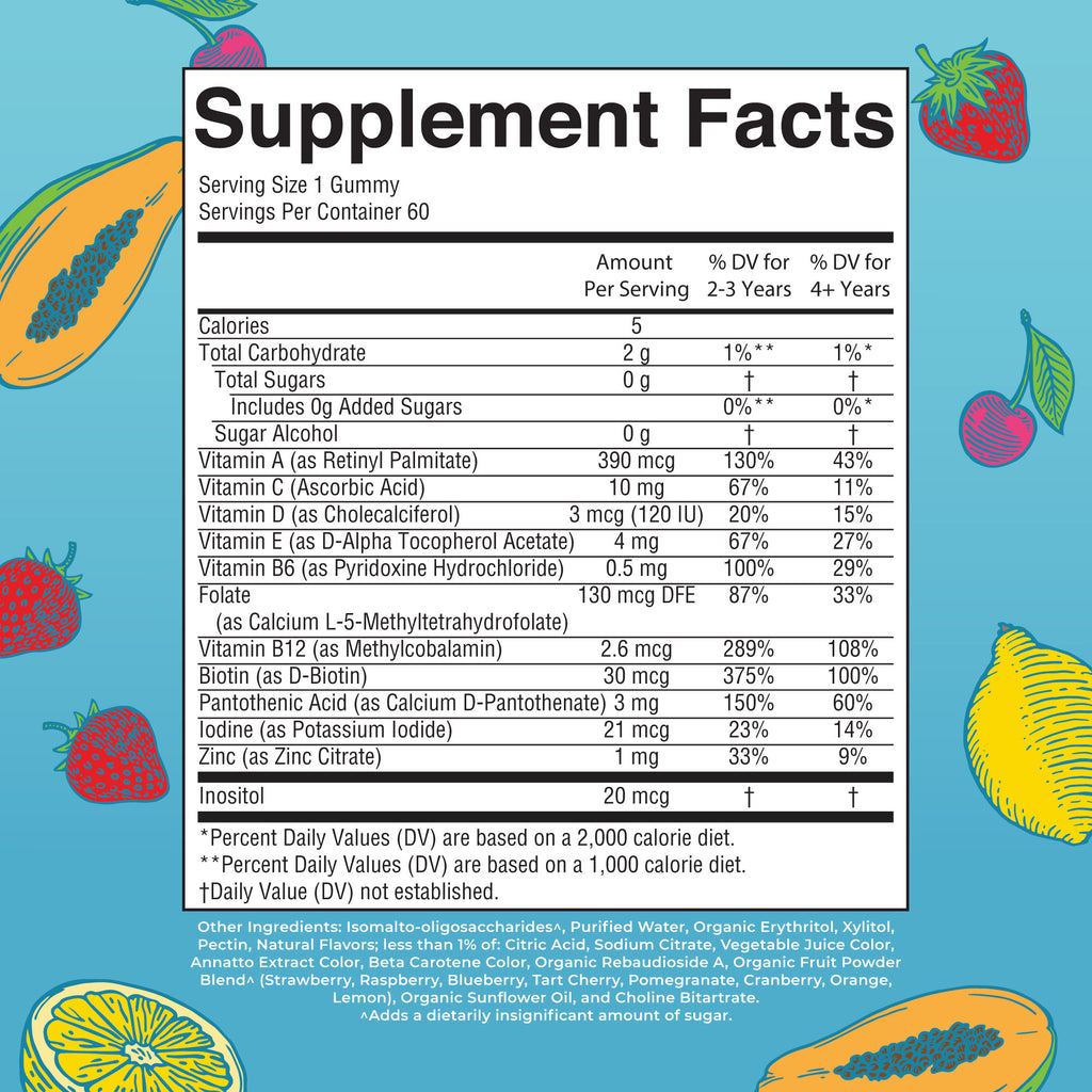 Kids Multivitamin Gummies Supplement Facts
