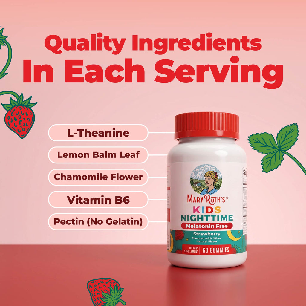 Kids Nighttime Gummies Melatonin Free Strawberry 60ct Ingredients