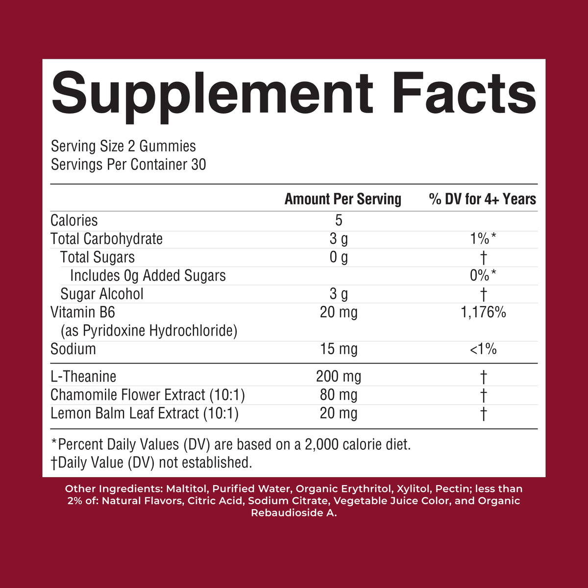 Kids Nighttime Gummies Melatonin Free Strawberry 60ct Supplement Facts