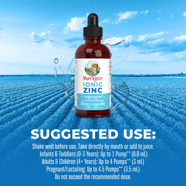 MaryRuth Liquid Ionic Zinc Drops Unflavored Suggeted Use